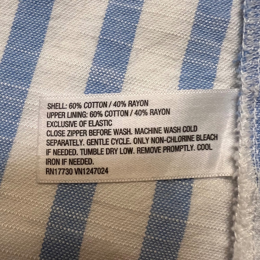 A New Day Blue White Striped Sweetheart Neck Cotton Cottage Midi Dress Size 10 - Picture 9 of 9